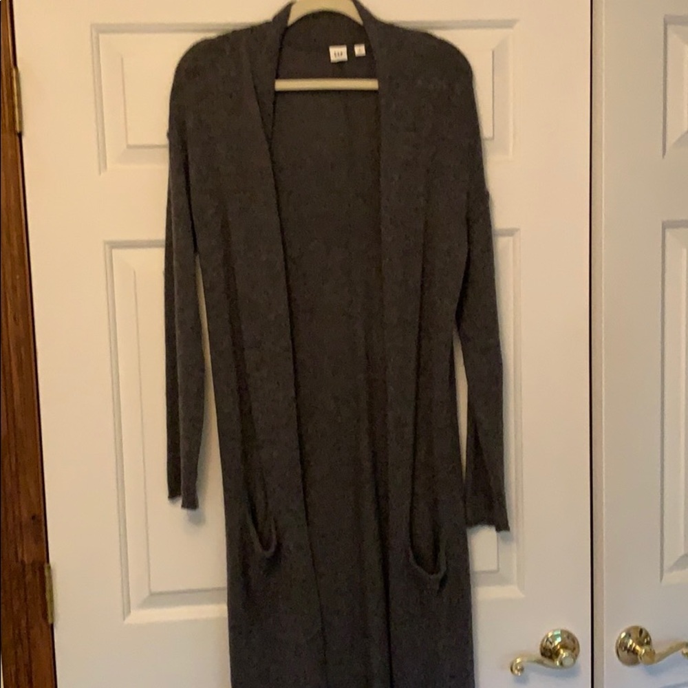 Long gray GAP duster sweater